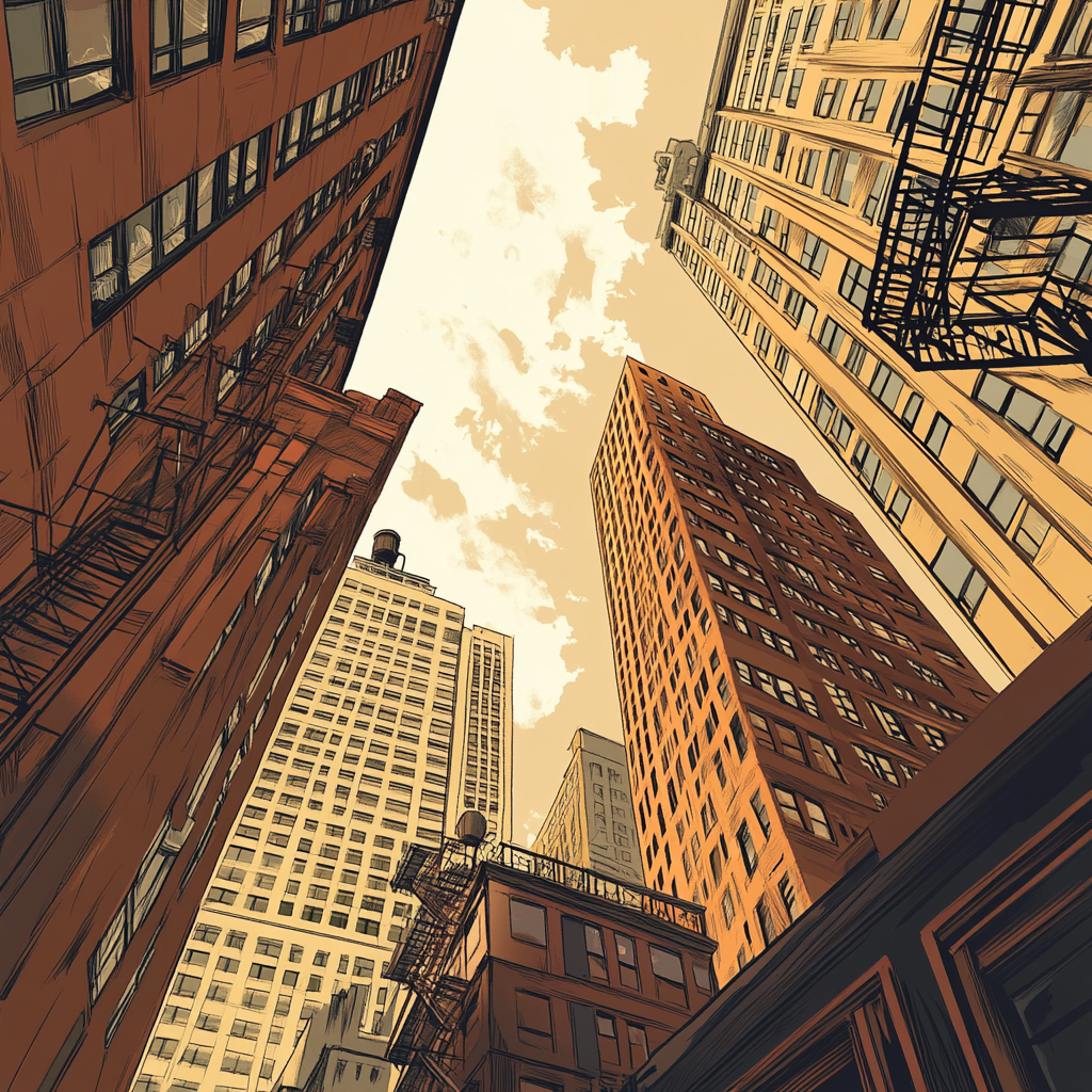 Comic Style New York City buildings