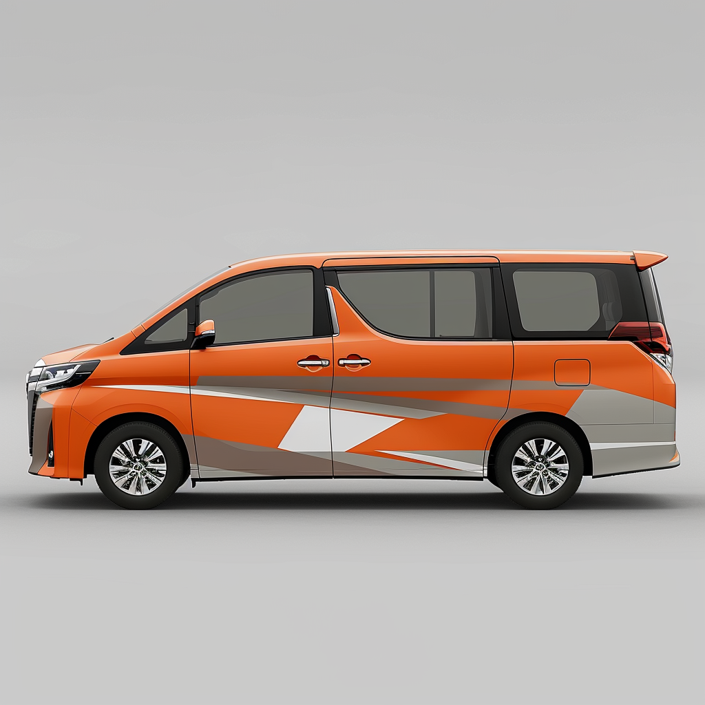 Toyota 6 seater vehicle in Bright Orange and grey