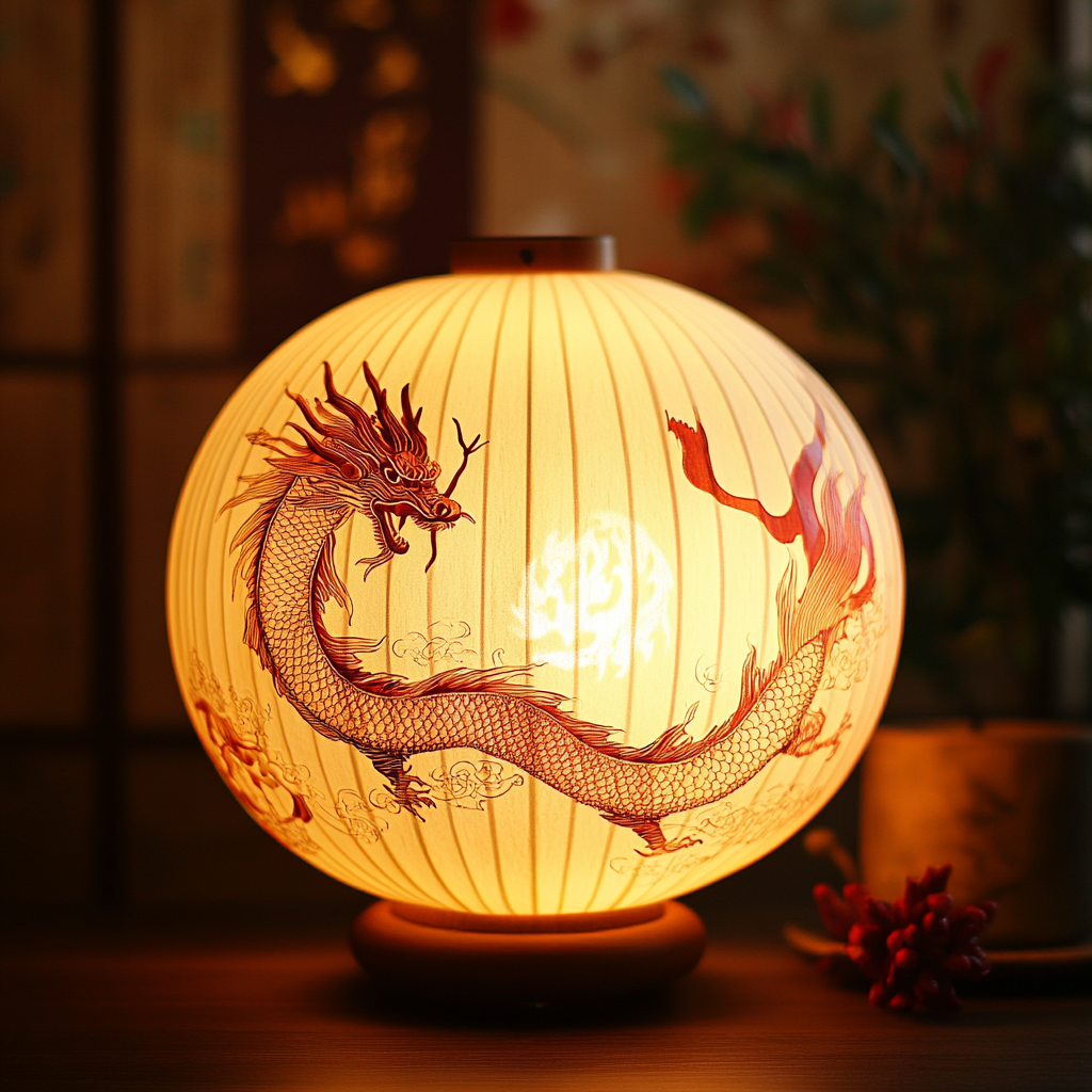 Traditional Chinese Bamboo Lamps: Dragons & Phoenixes Pattern