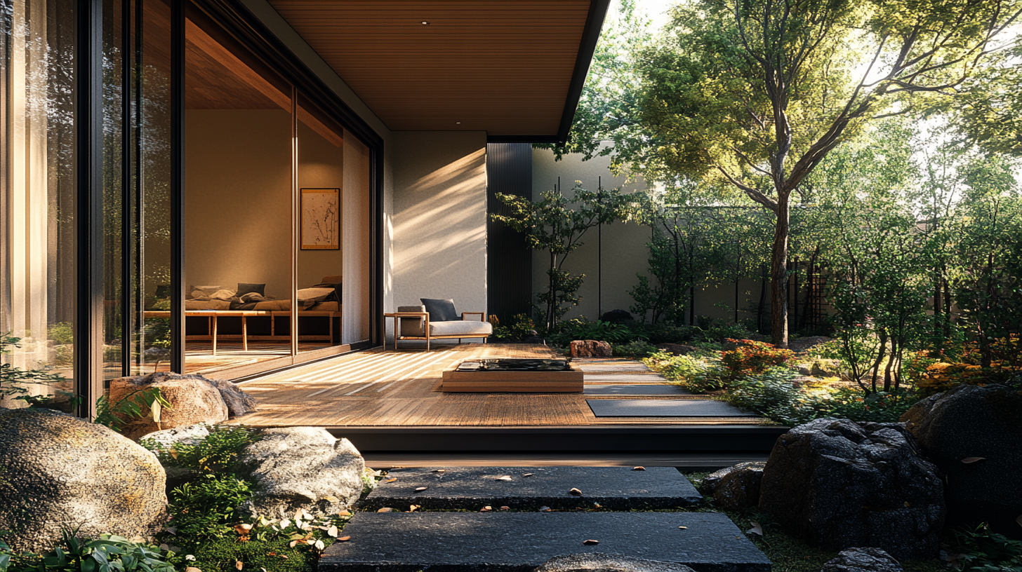 Traditional Japanese house with engawa in natural light.