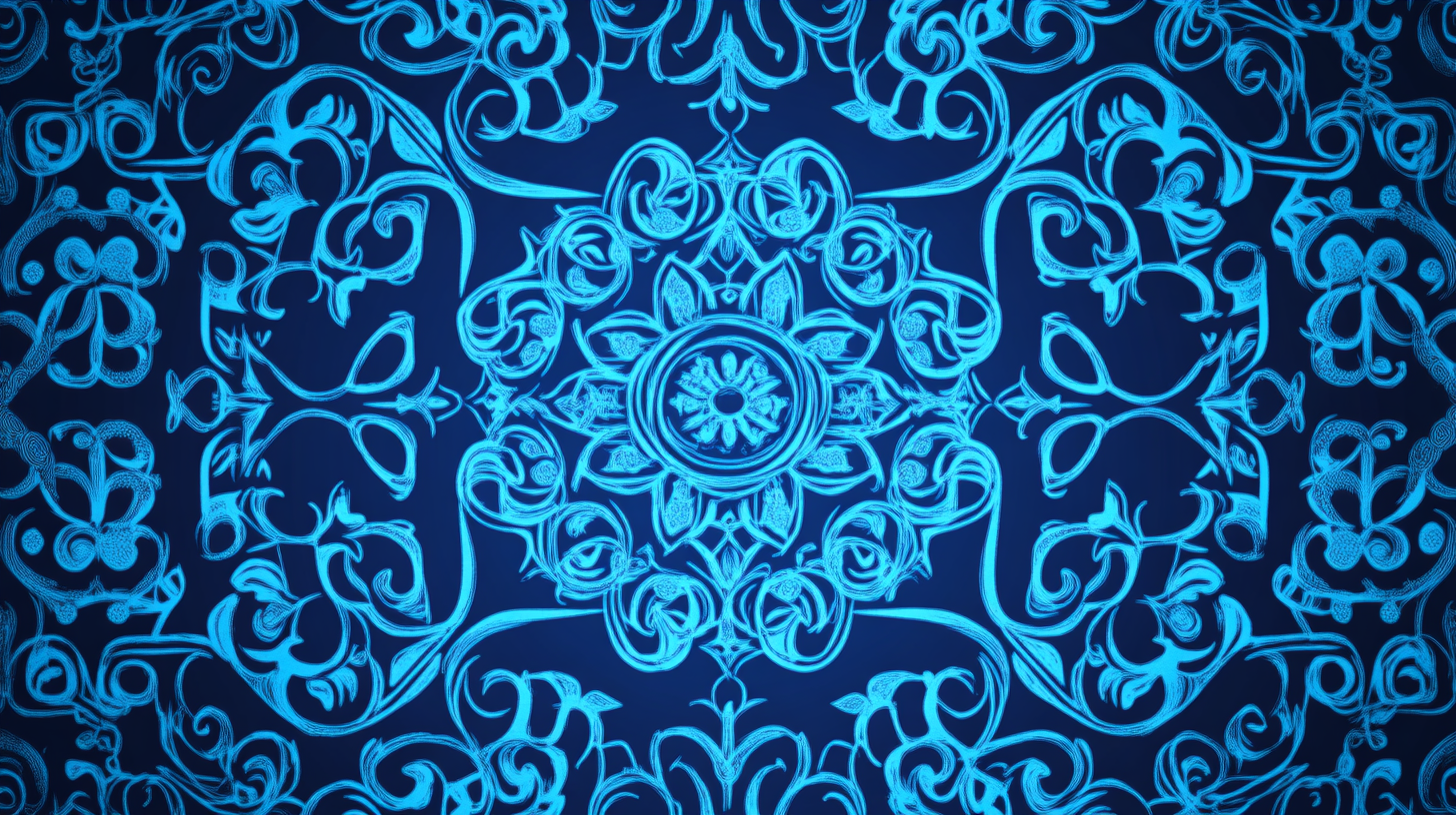 Traditional Korean blue illustrative pattern with scattered lines.