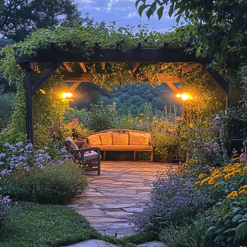 Tranquil Dusk Garden Oasis with iPhone 15 Pro 