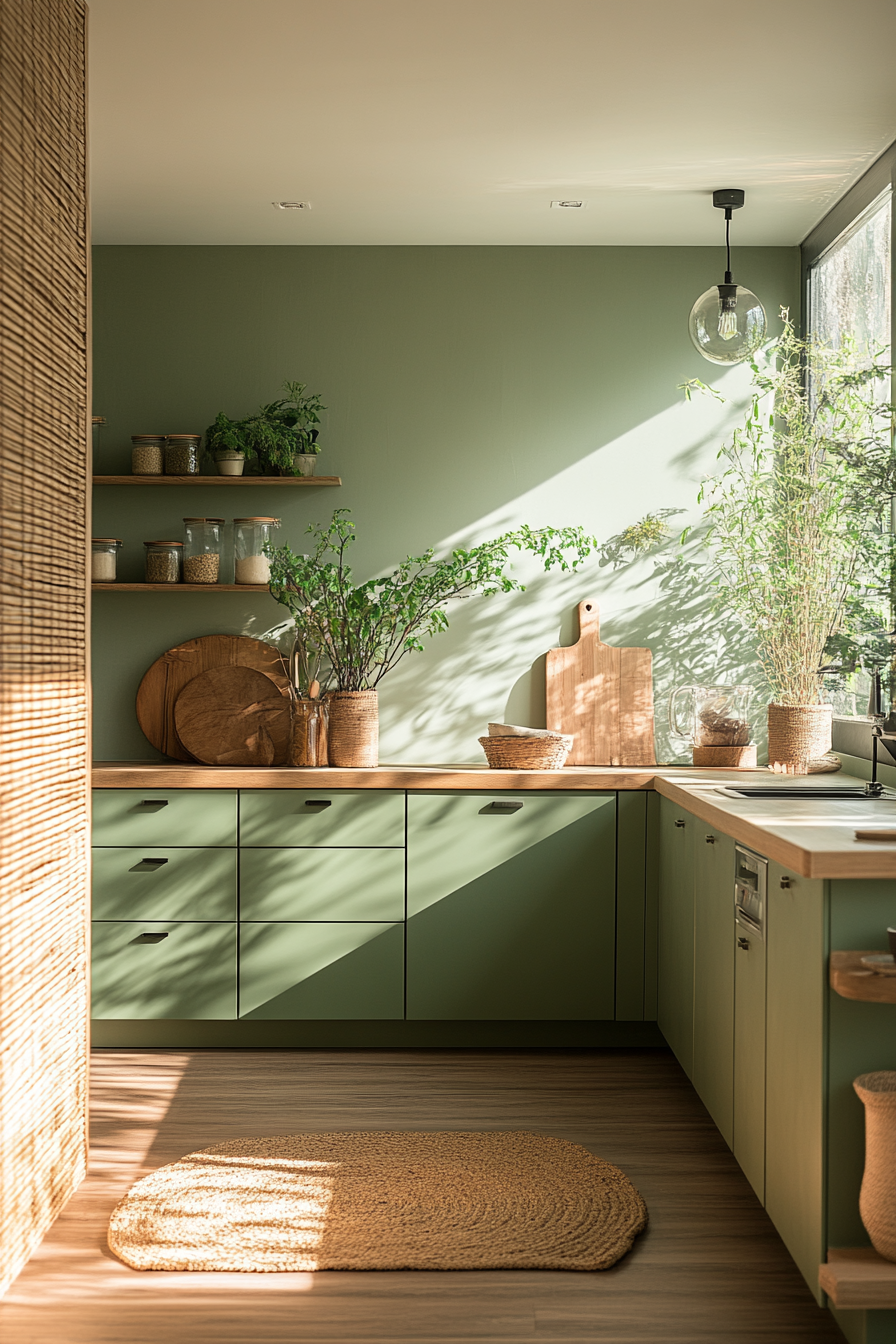 Tranquil Green Tea Zen Kitchen Design