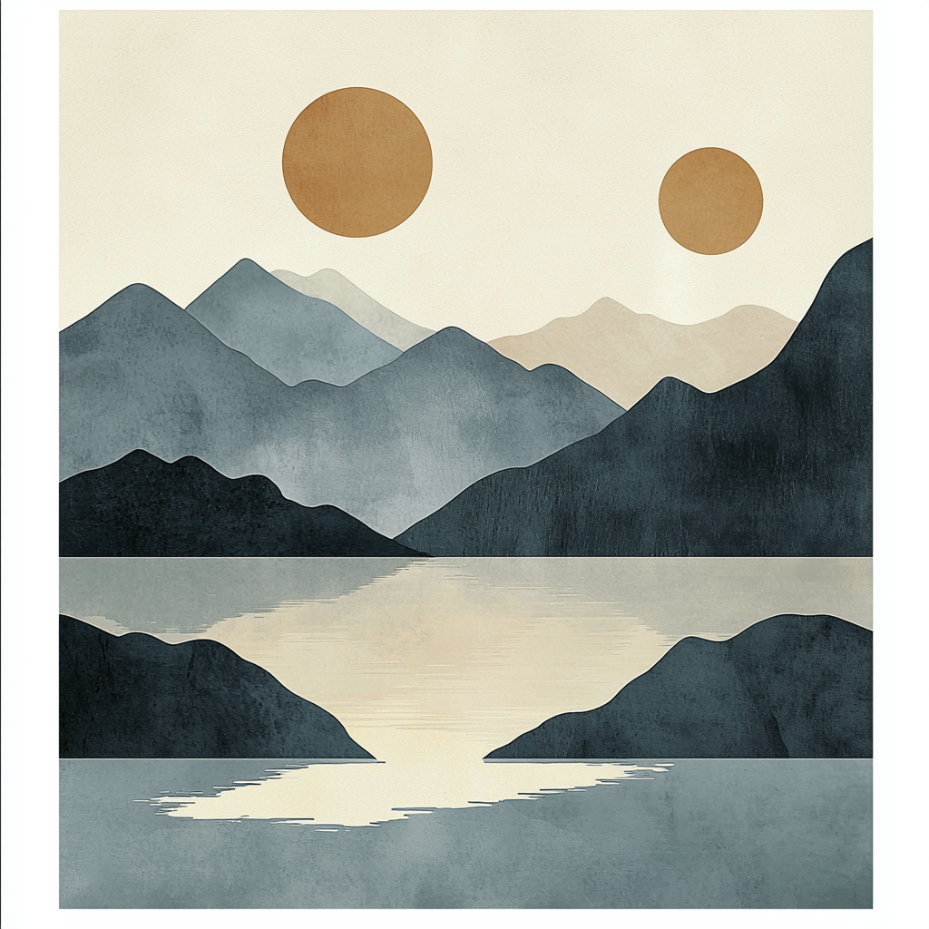 Tranquil minimalist wall art inspired by Nordic fjords.