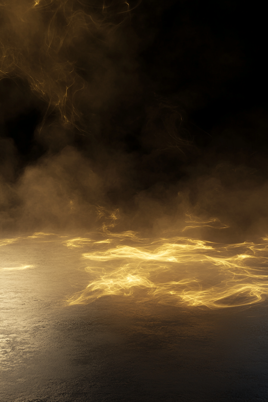 Transitioning gold smoke on dark background - seamless gradient appearance.