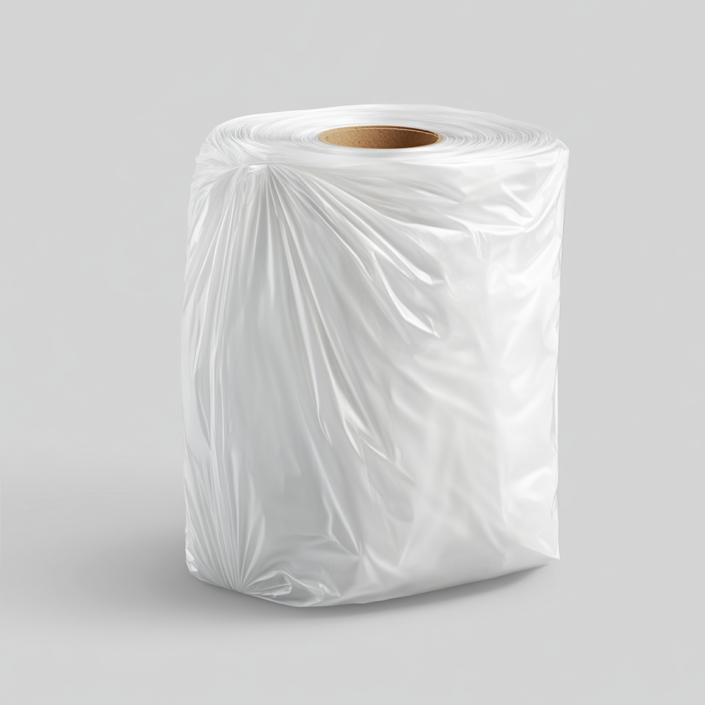 Transparent bags roll for separate collection waste with label.