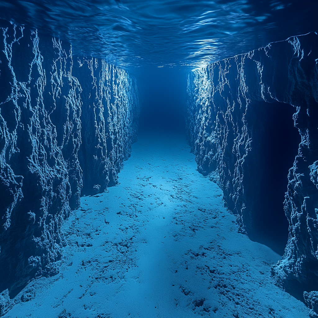 Treacherous Ocean Crevice: Dark, Unexplored, Dangerous Depths