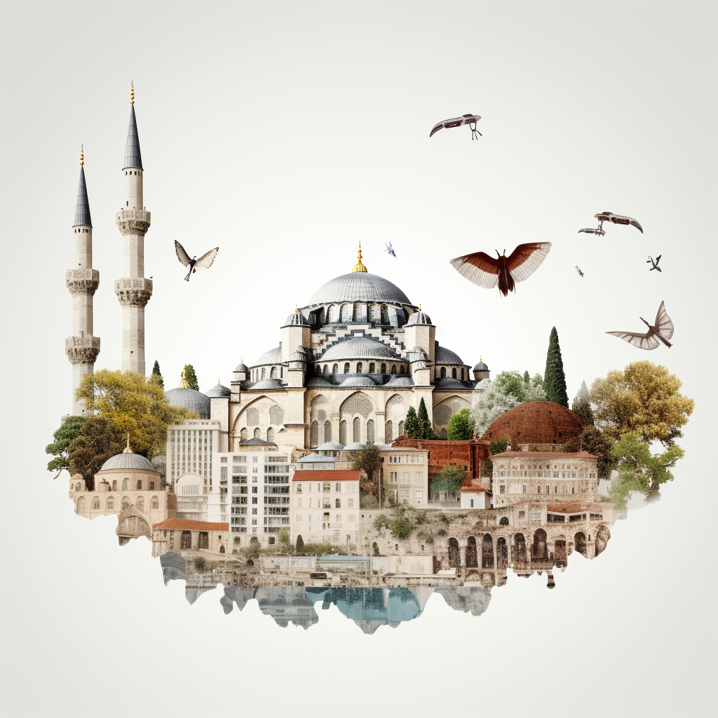 Turkey Tourist Attractions Collage White Background