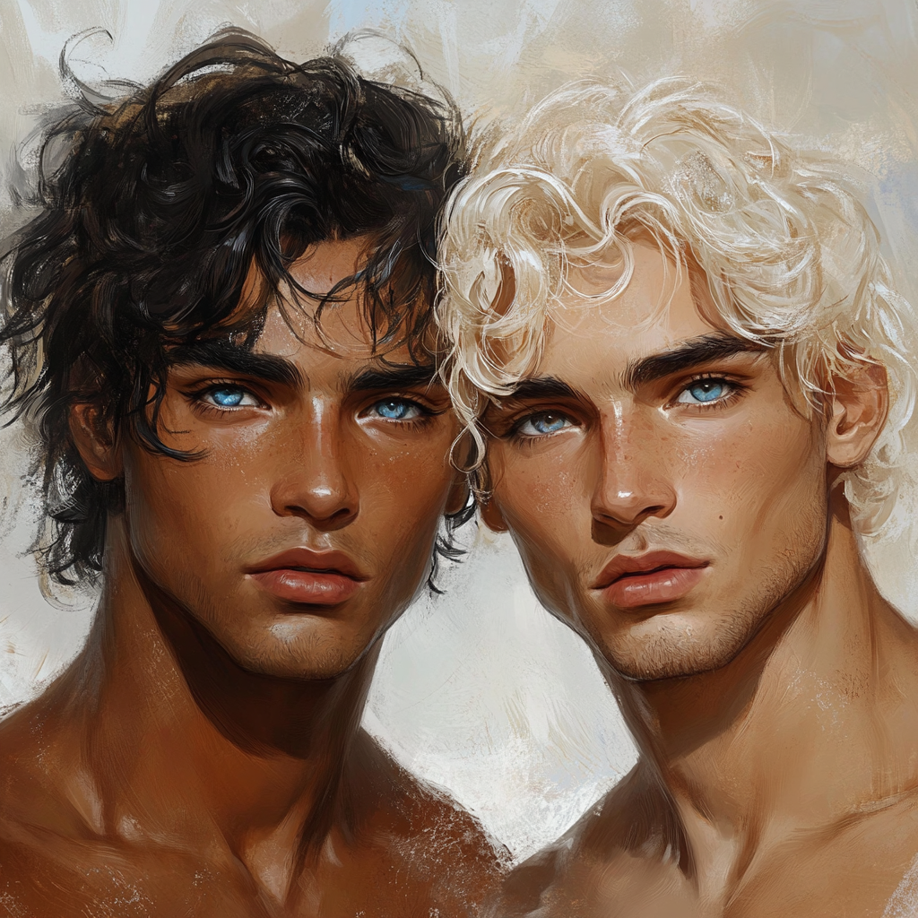 Two Aries men with different hair and eyes.