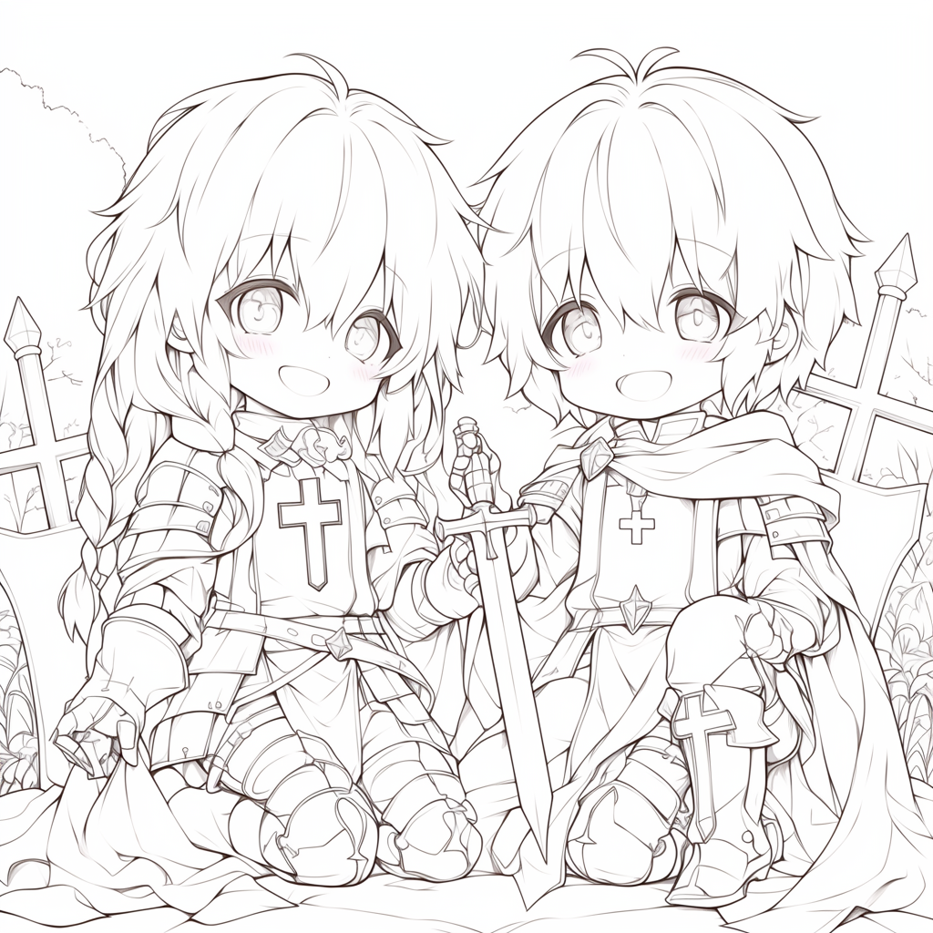 Two Waifu Knights in Chibi Anime Style