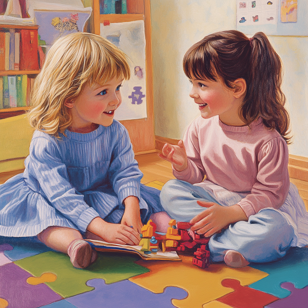 Two girls in therapy - one autistic, one neurotypical.