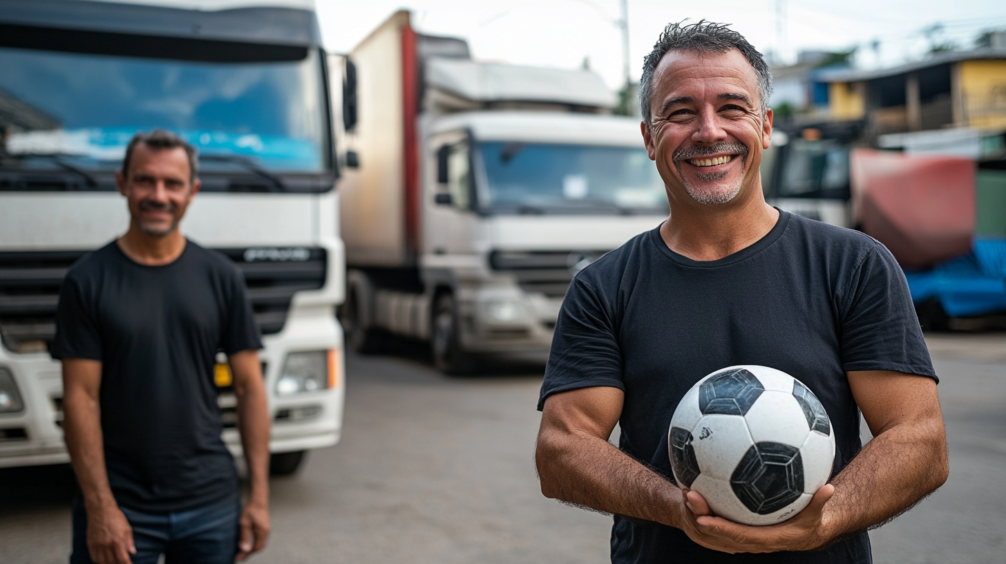 Two men, Brazilian and Caucasian, stand smiling.