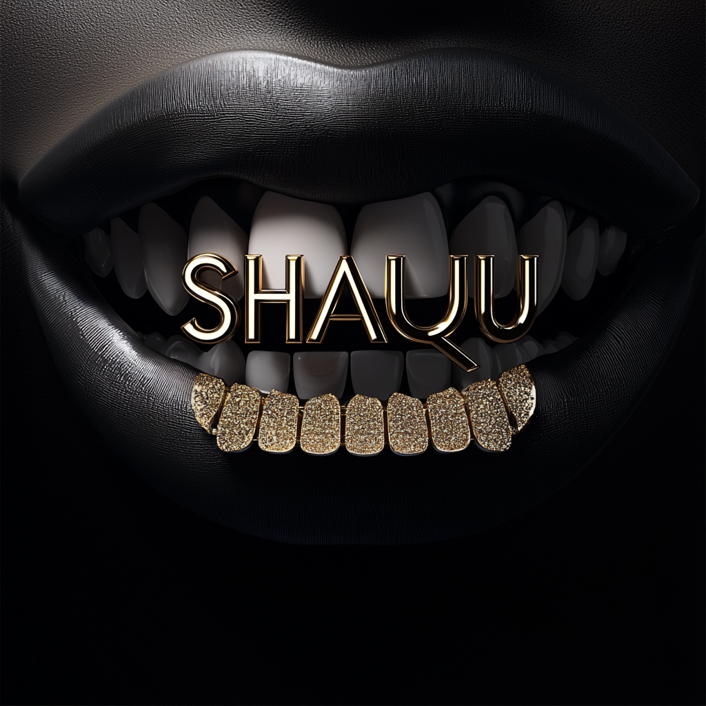 Typographic logo for SHAQU grillz brand with sleek design.