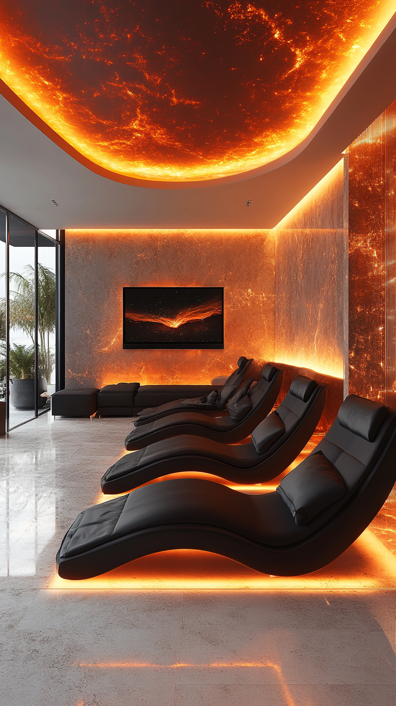 Ultra-Modern Home Cinema with Luxurious Black Recliners