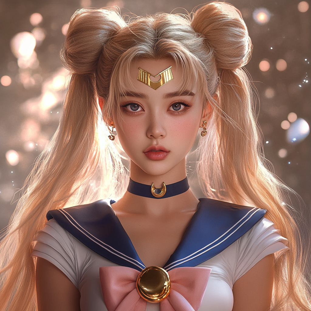 Ultra-Realistic Sailor Moon Portrait in 20s Style