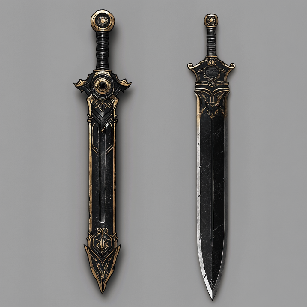 Ultrarealistic Sword and Dagger with Aztec Details