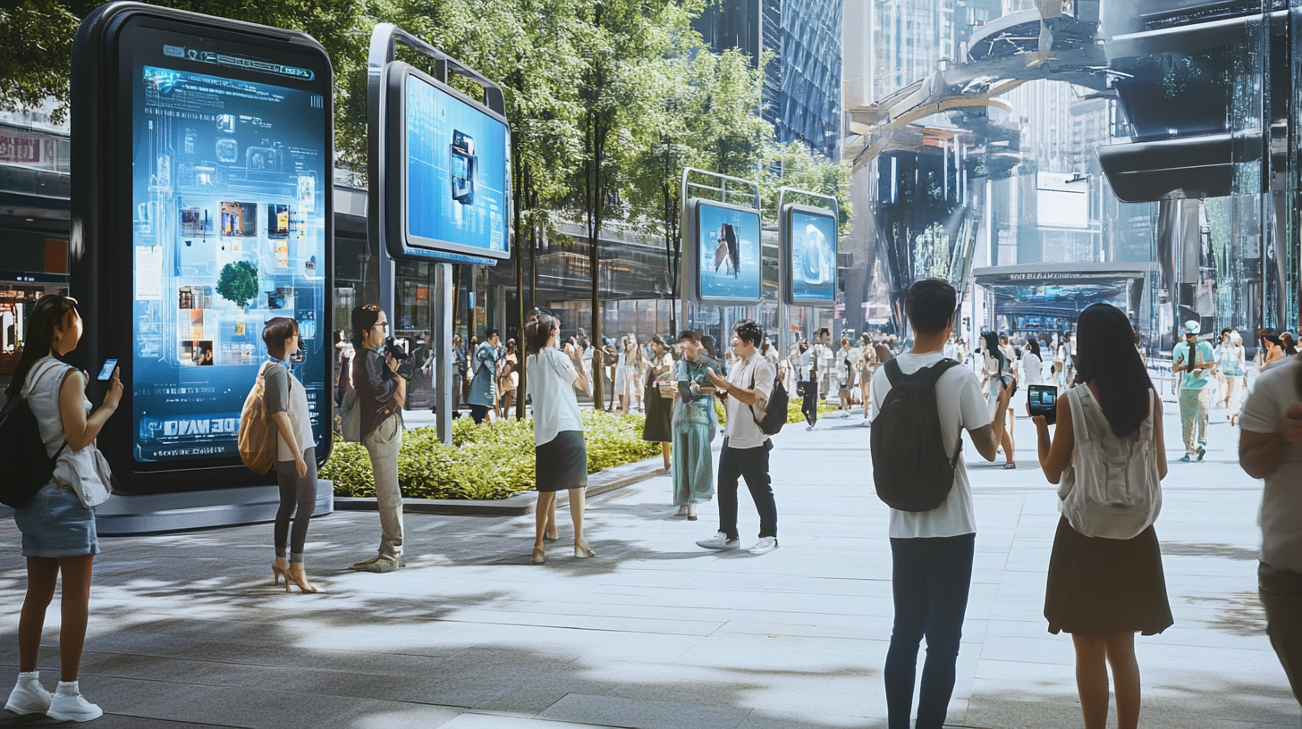 Updated social infrastructure in bustling city, advanced technology connections.