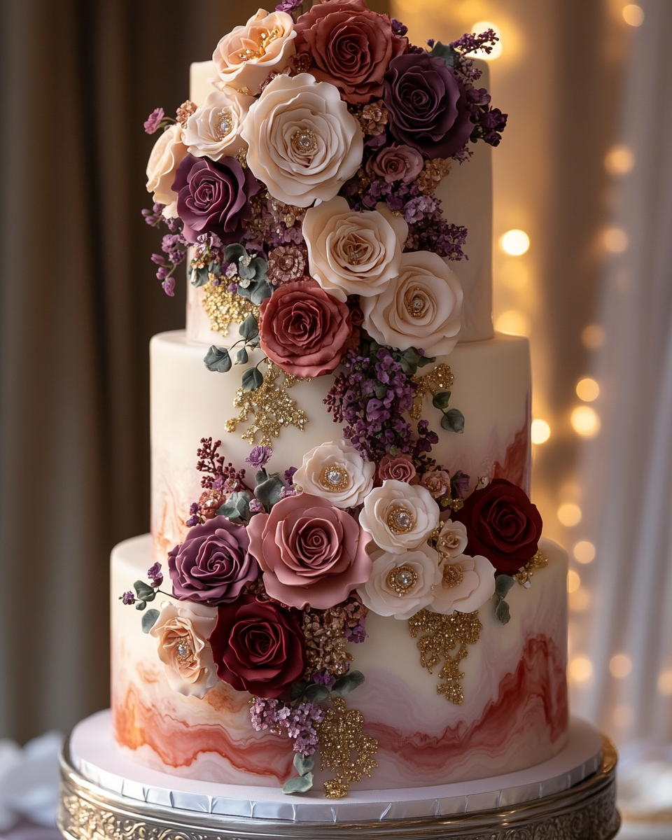 Valentine's Day Themed Geode Cake with Roses