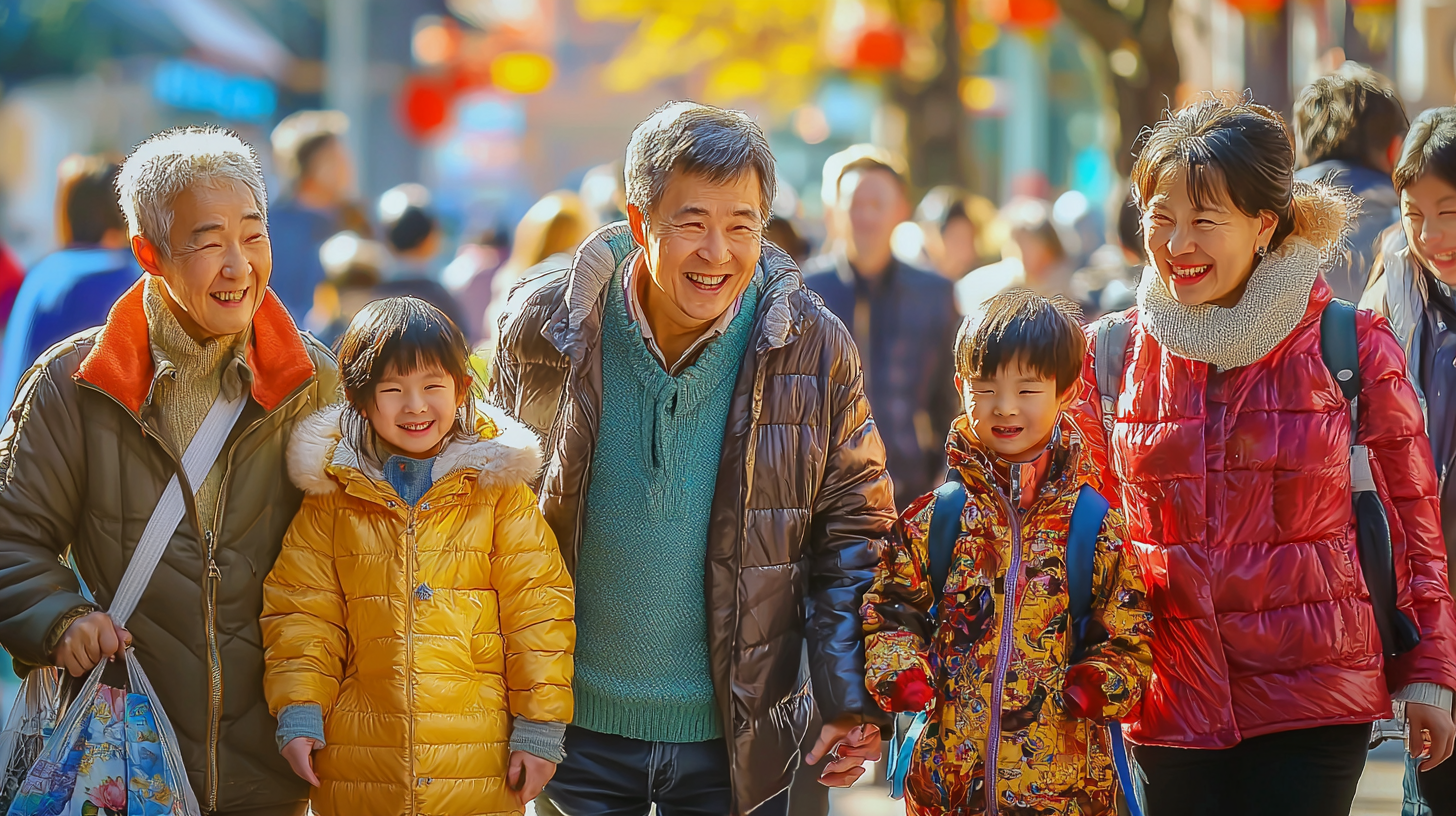 Various joyful expressions of happy children and adults smiling.