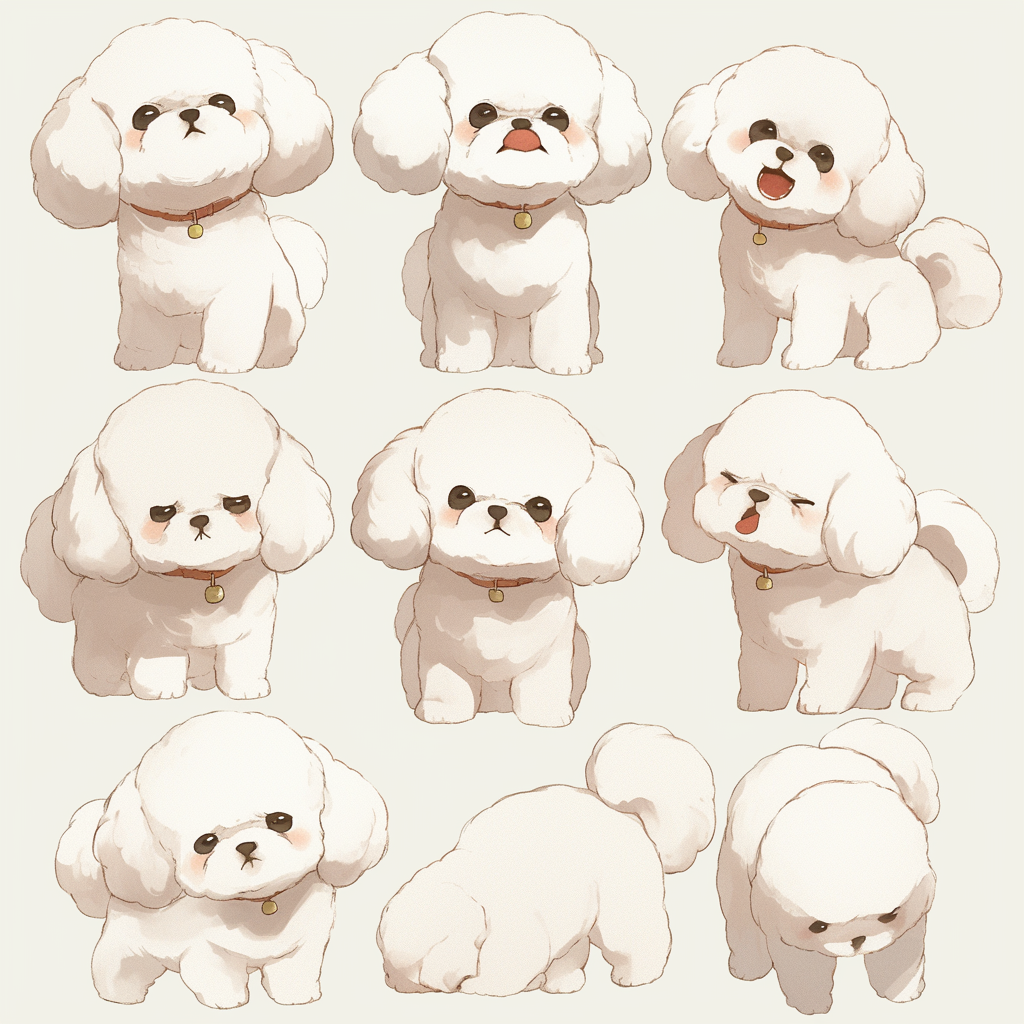 Various poses and facial expressions of Toy Poodle