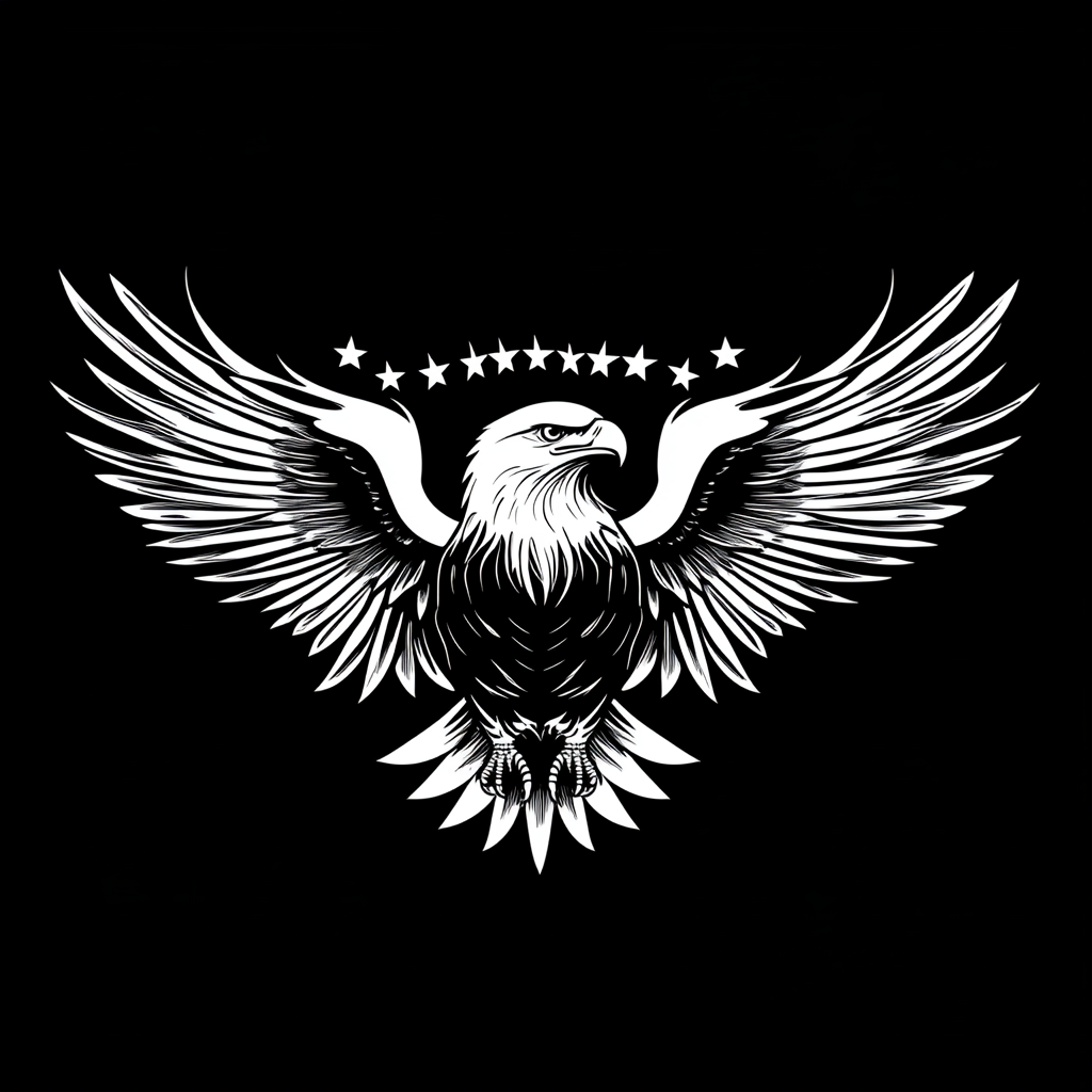 Vector Bald Eagle Logo with U.S. Flag Background