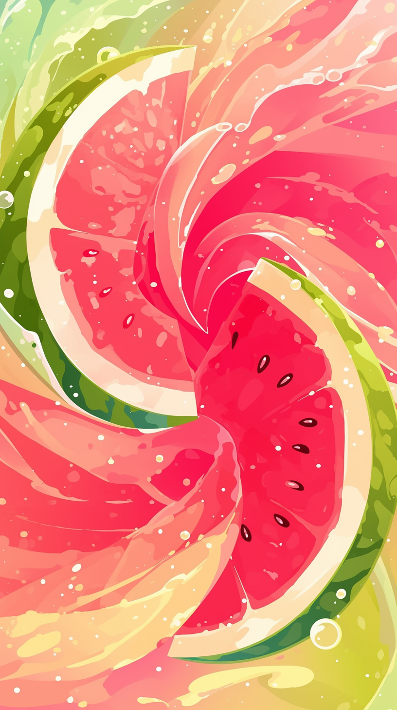 Vector Watermelon Slushi Swirl in Medium Pink Tones