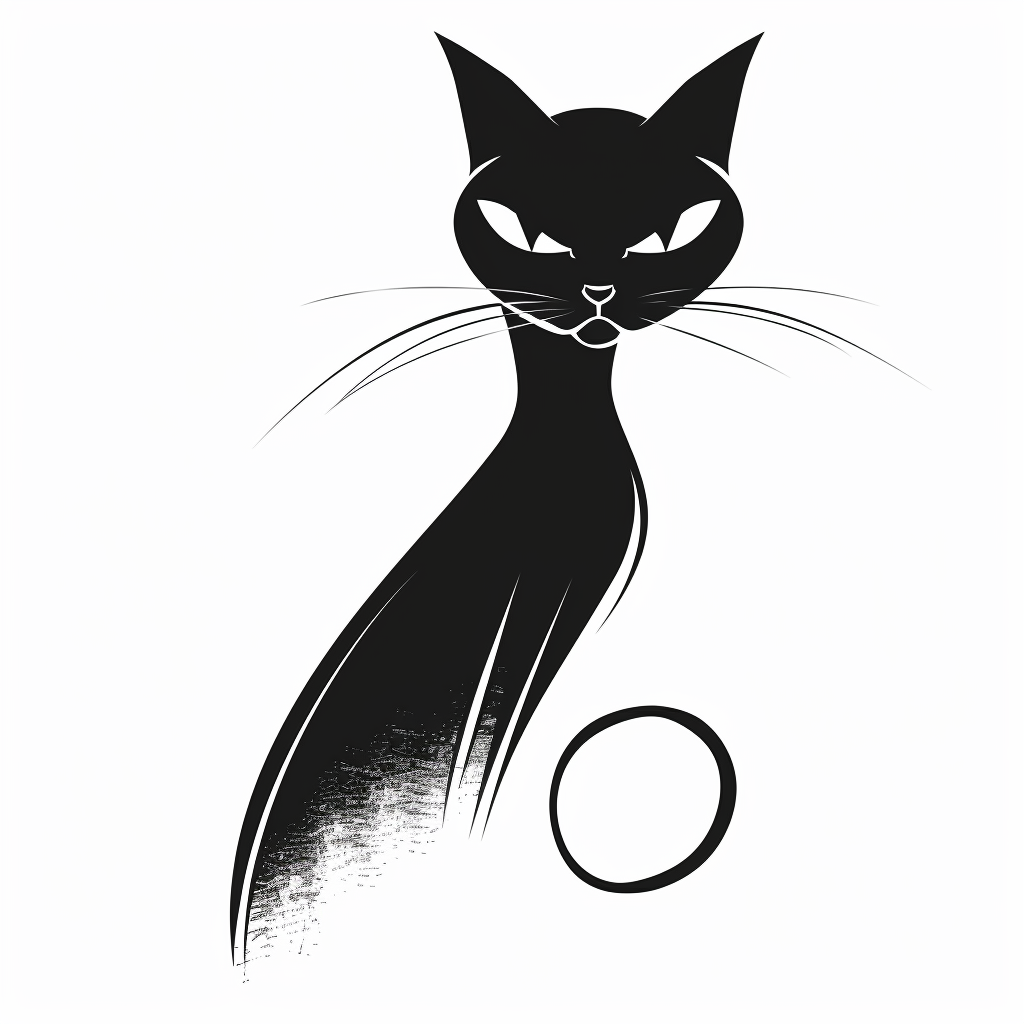 Vector cat logo design, minimalist black and white