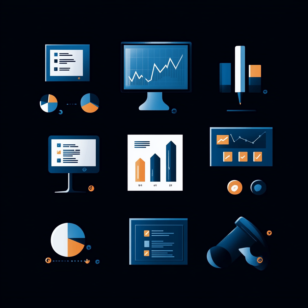 Vector illustration of intuitive dashboard with progress graphs, client data.