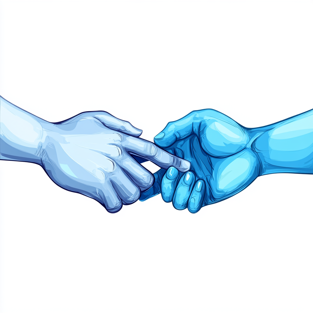 Vector illustration of two hands shaking, symbolizing partnership.