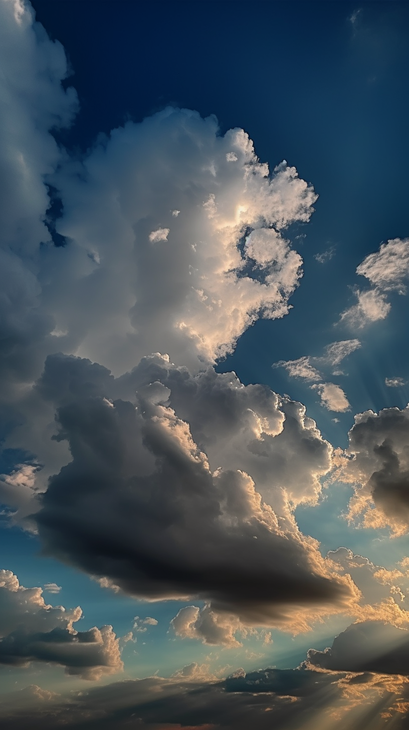 Vertical panoramic view of vibrant sky with soft clouds.