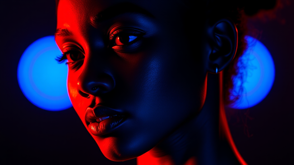 Vibrant Afrofuturism Portrait with Futuristic Lighting