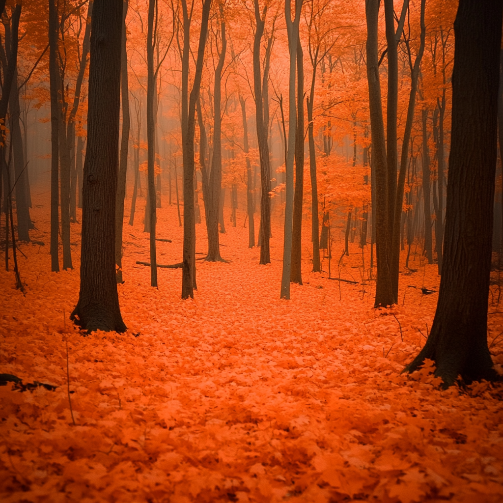 Vibrant Autumn Maple Forest in High Detail