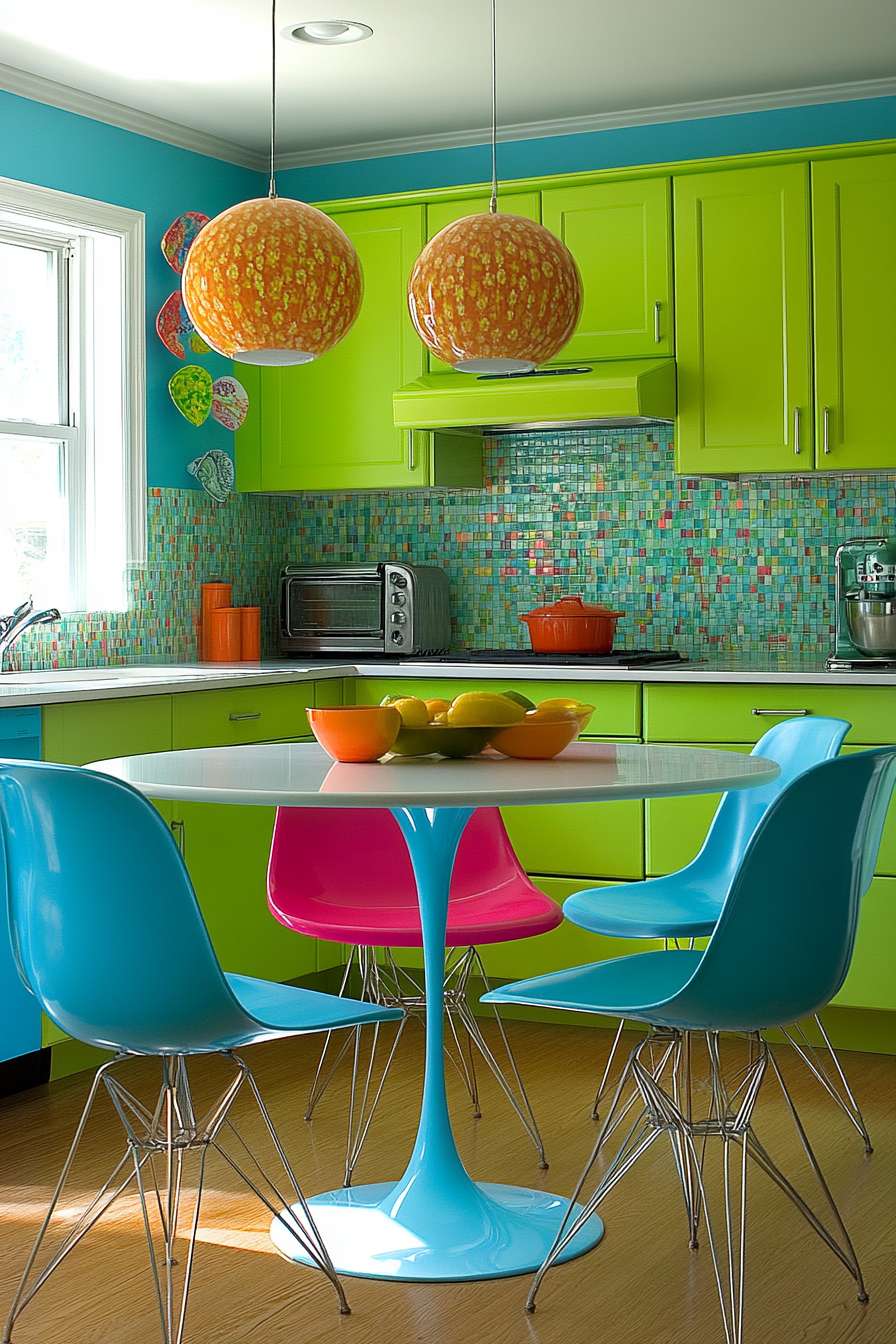 Vibrant Colorful Kitchen with Fun Twist - Stock Photo