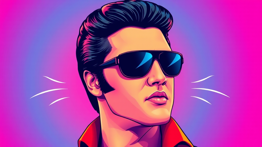 Vibrant Elvis Presley Portrait with Gradient Background