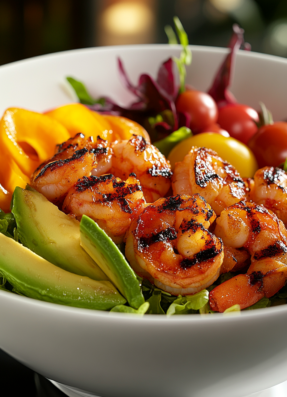 Vibrant Grilled Shrimp Salad Bowl - Gourmet Promotion