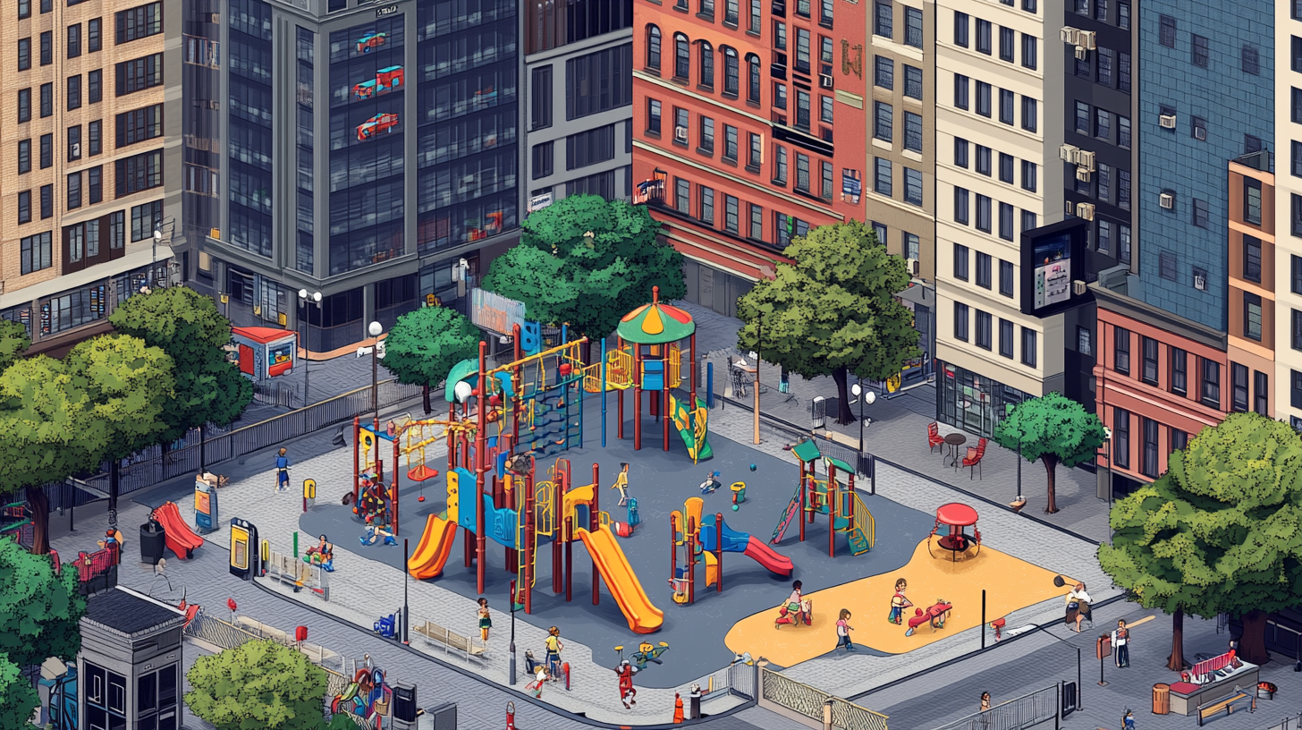 Vibrant Jungle Gym in City Playground: A 4K Scene