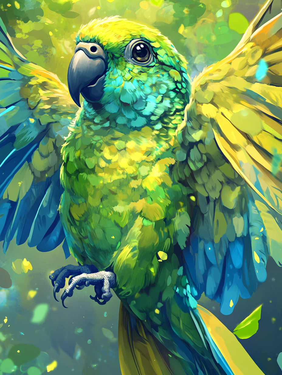 Vibrant Pokémon-Style Card: Jasper the Conure