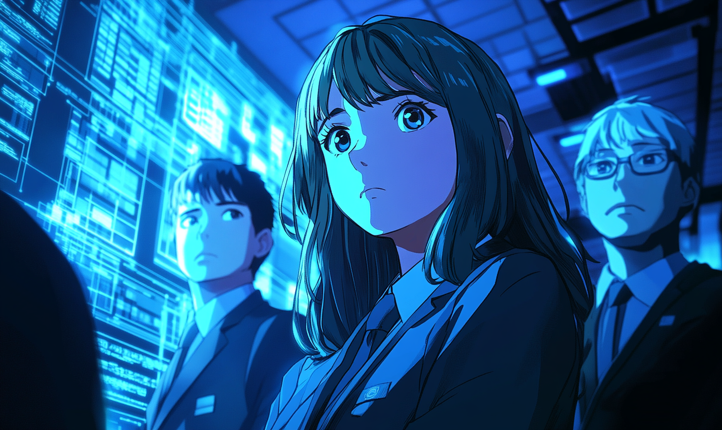 Vibrant artwork showcasing cyber safety with anime style.