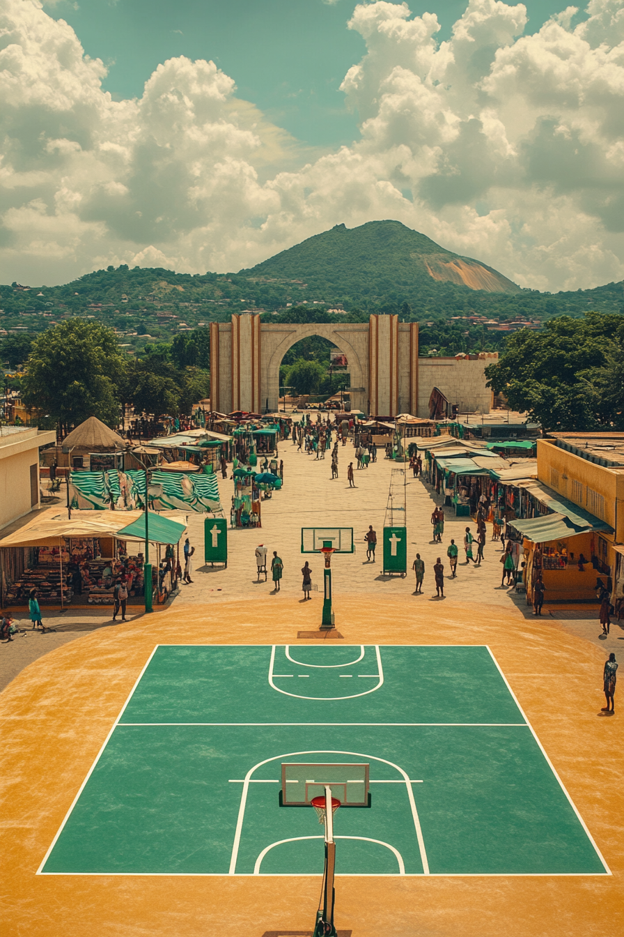 Vibrant green and white scene of Abuja, Nigeria.