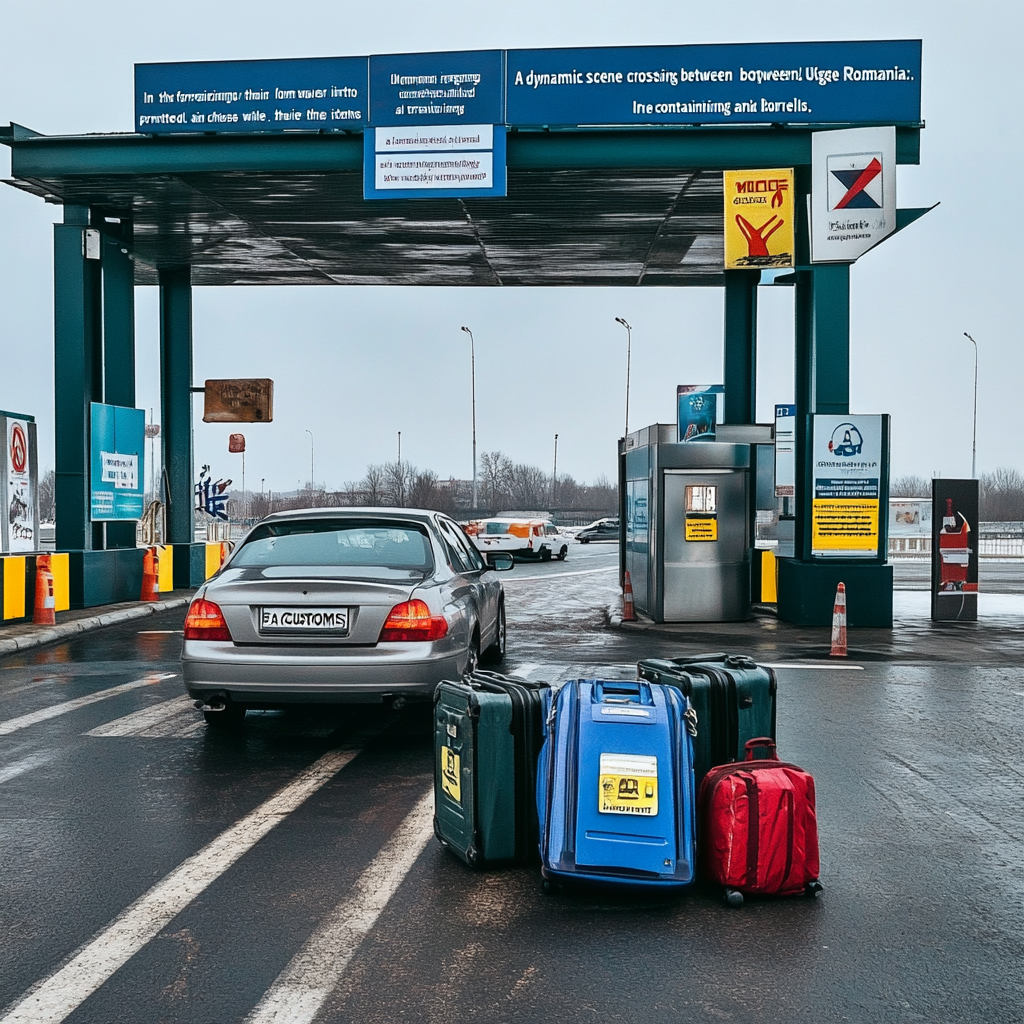 Vibrant travel scene in Ukraine and Romania border crossing.