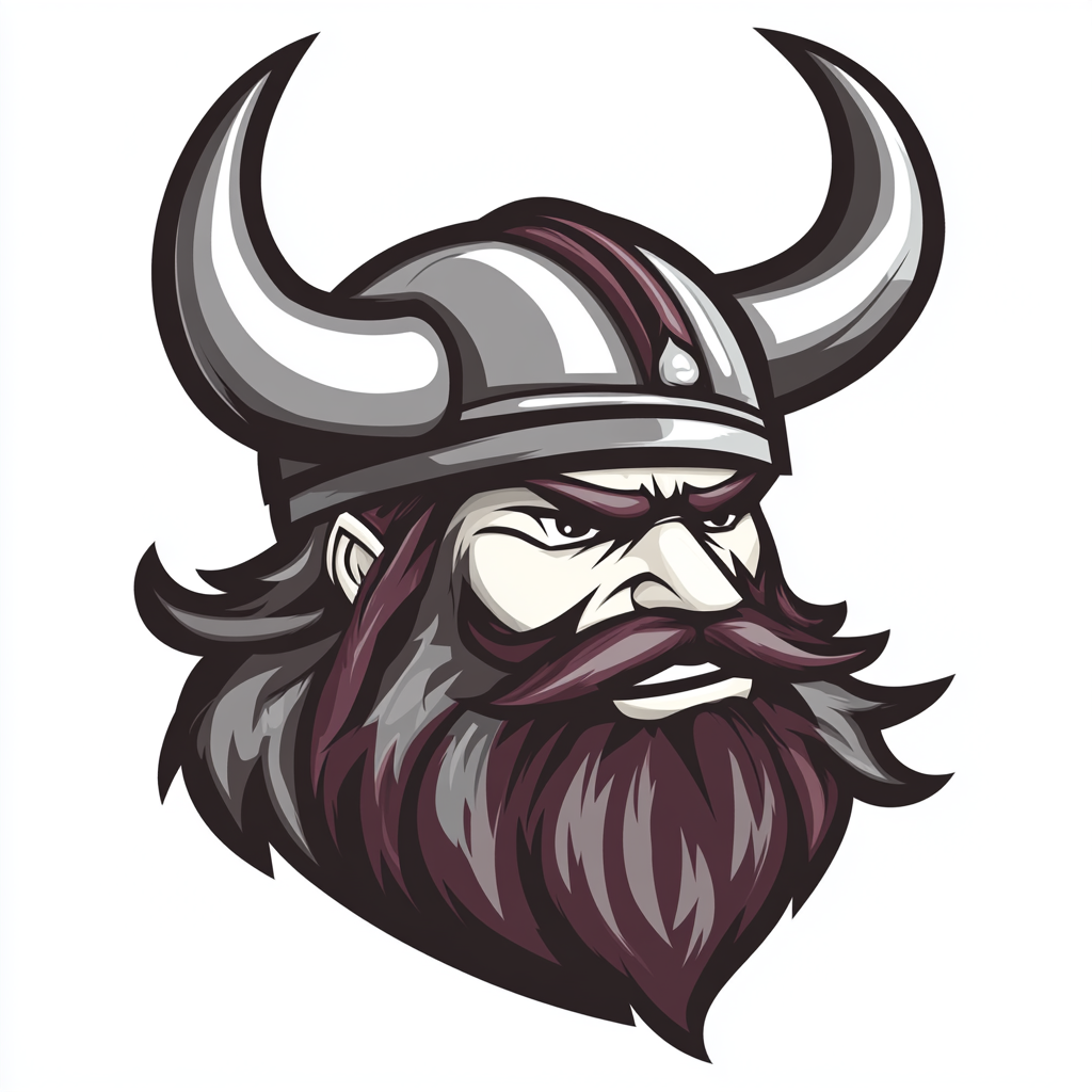 Viking Mascot Logo in School Football Team Colors 