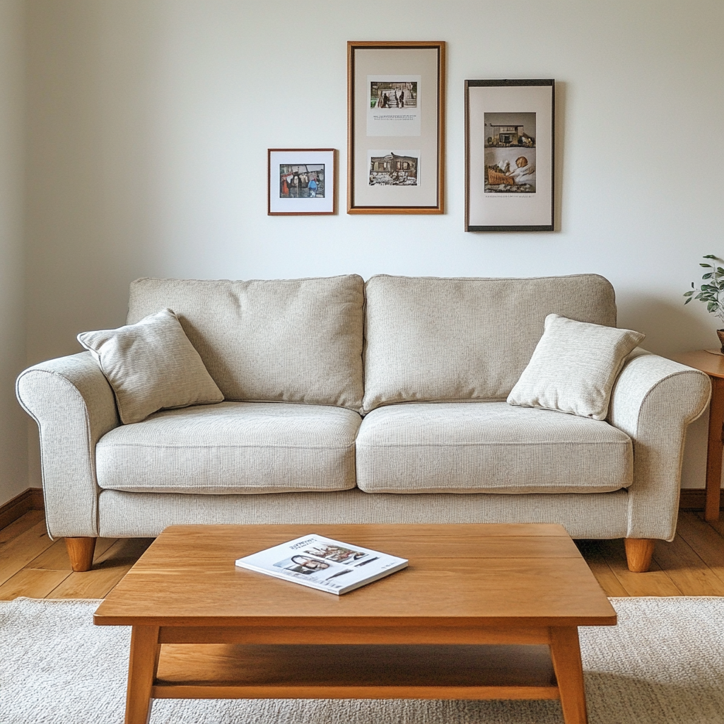 Vintage 1980s Three-Seater Couch in Cozy Living Room