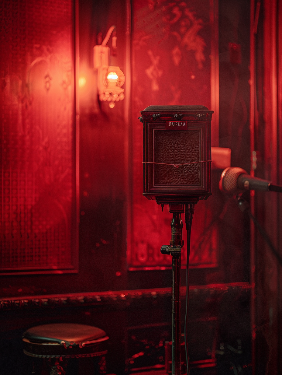 Vintage Burlesque Speaker with Antique Microphones in 8K