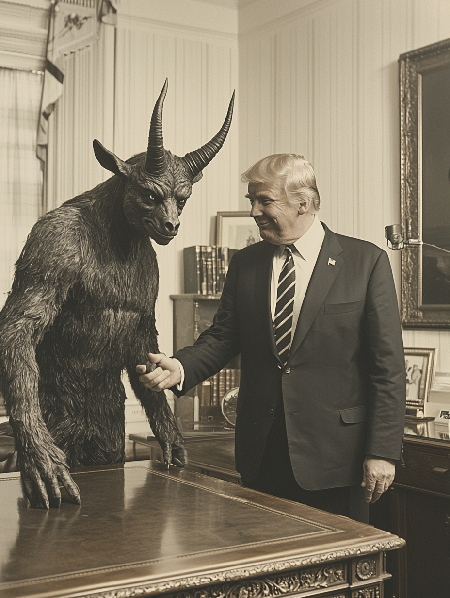 Vintage Demon Deals with Elon Musk at White House