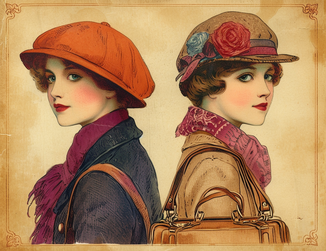 Vintage 1920s fashion handbag clip art cards