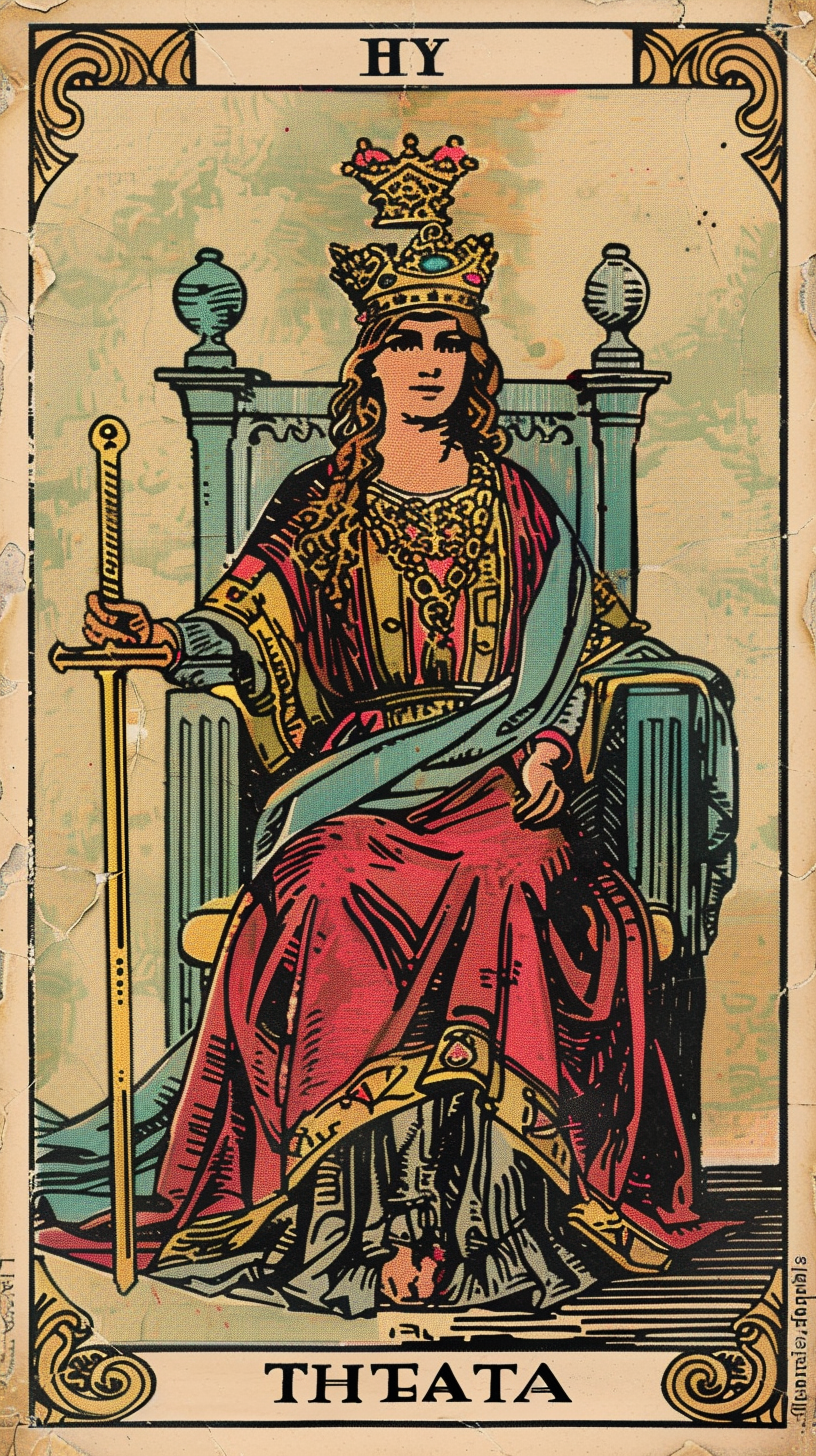 Vintage Tarot Card Lady Themed Throne Collage Art