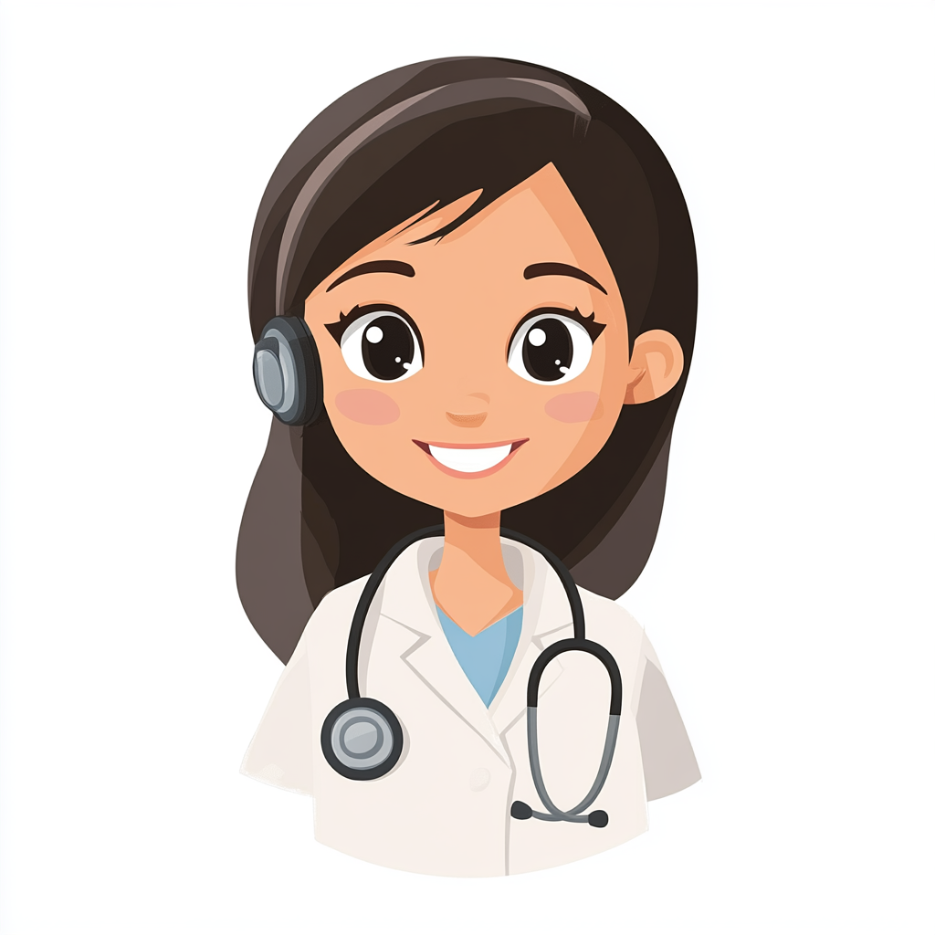 Virtual remote case manager cartoon assisting patients by phone.