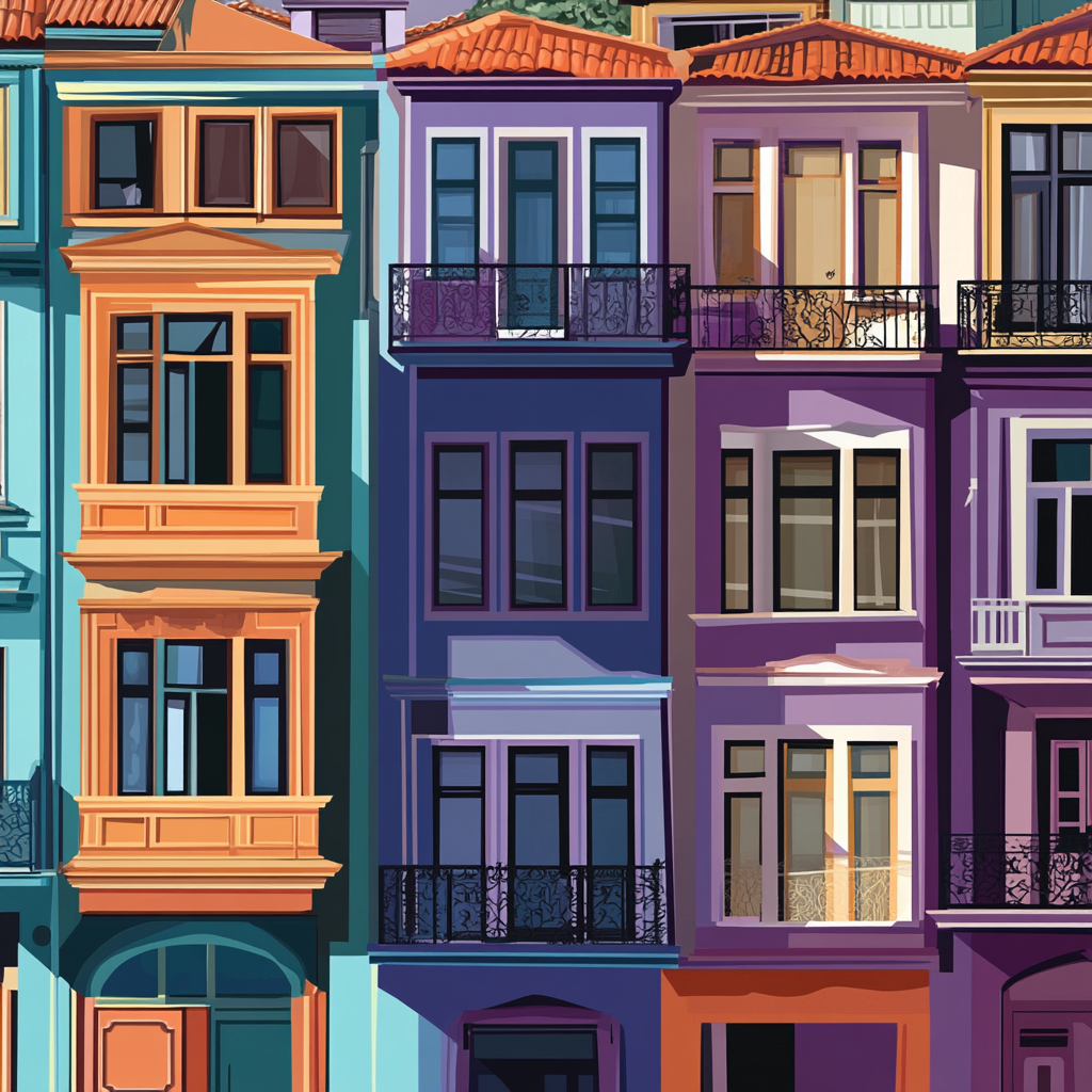 Vivid, high-resolution artwork of Karakoy streets, Turkish elements.