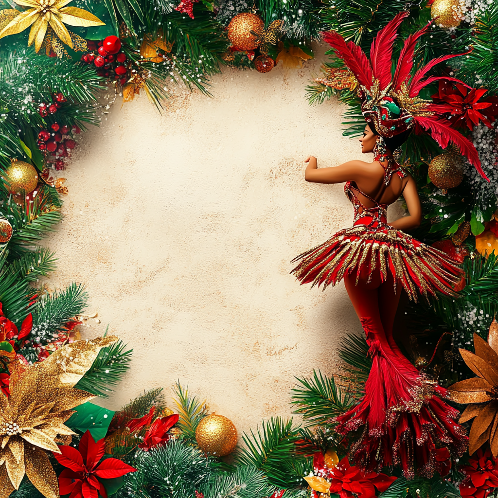 Vivid Christmas Samba Dancer Invitation Background