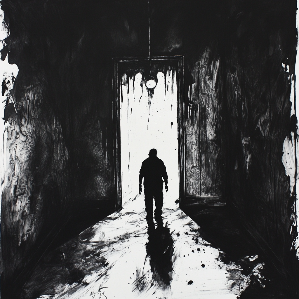 Vivid Fear Painting in Black and White